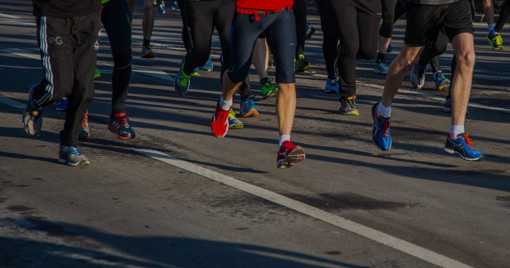 Marathon runners on the road.