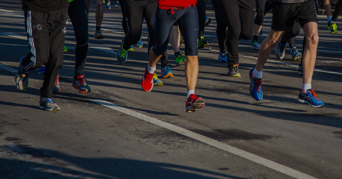 Marathon runners on the road.