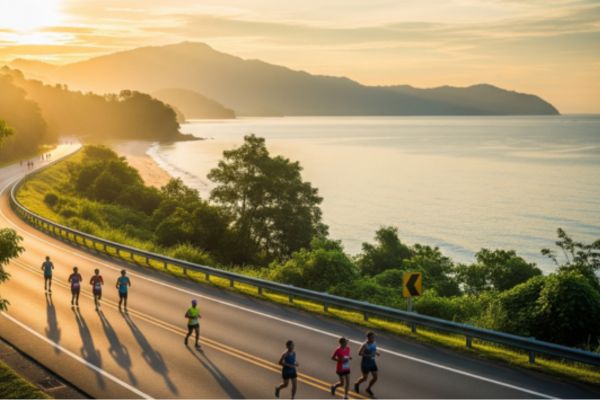 Sunrise view of the coastal route during Borneo Marathon 2025